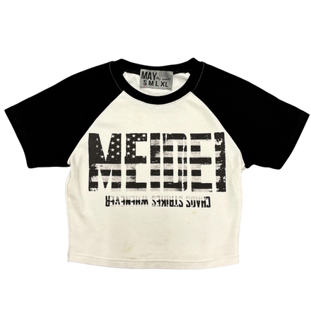 Black & White Star Spangled MEIDEI Crop Top